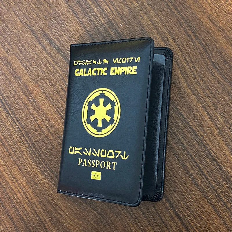 New Logo Galactic Empire Passport Cover Black Pu Leather Covers for Passports Travel Wallet Document Organizer Passport Holder