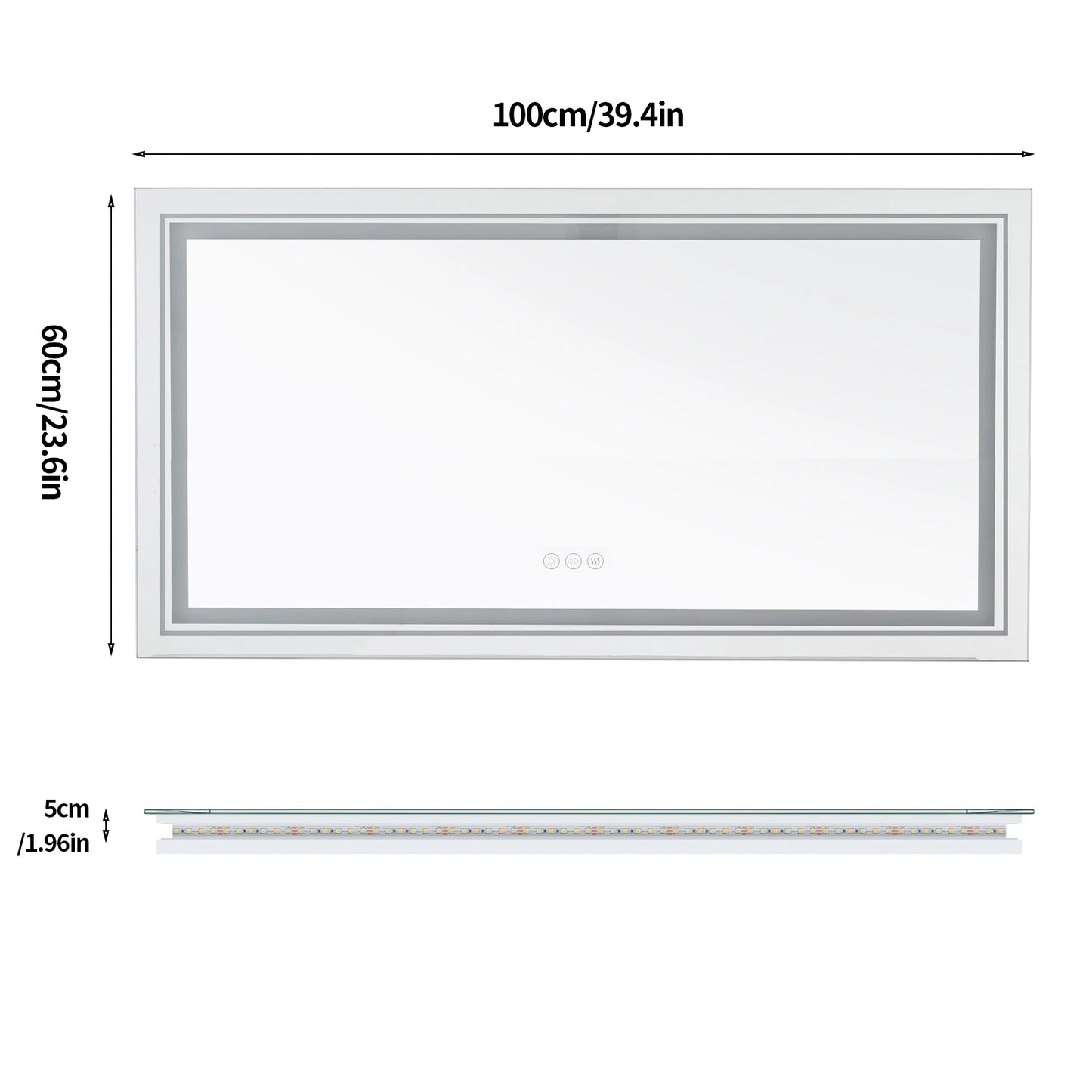 Large Illuminated LED Bathroom Mirror Front Backlit Anti Fog