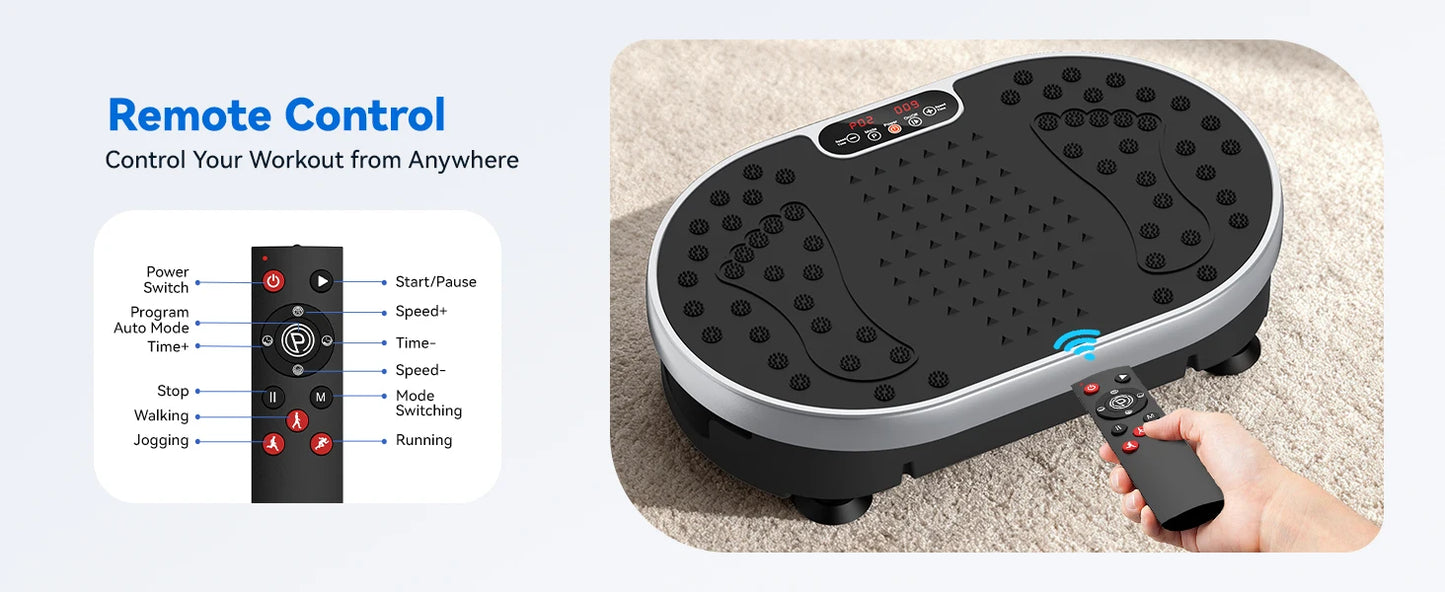Magnetic Vibration Plate Exercise Machine. 120 Level Full Body Fitness Trainer with Resistance Bands
