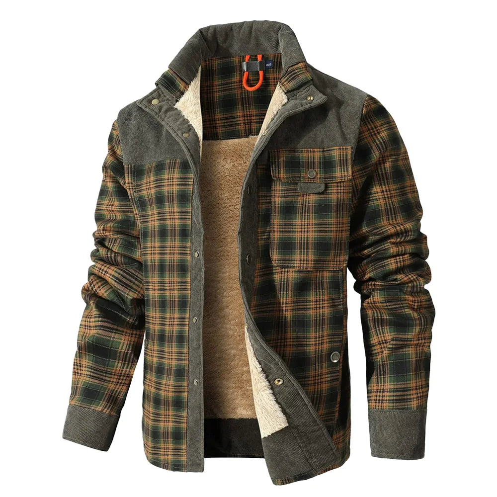 Men’s Sherpa Lined Plaid Bomber Jacket