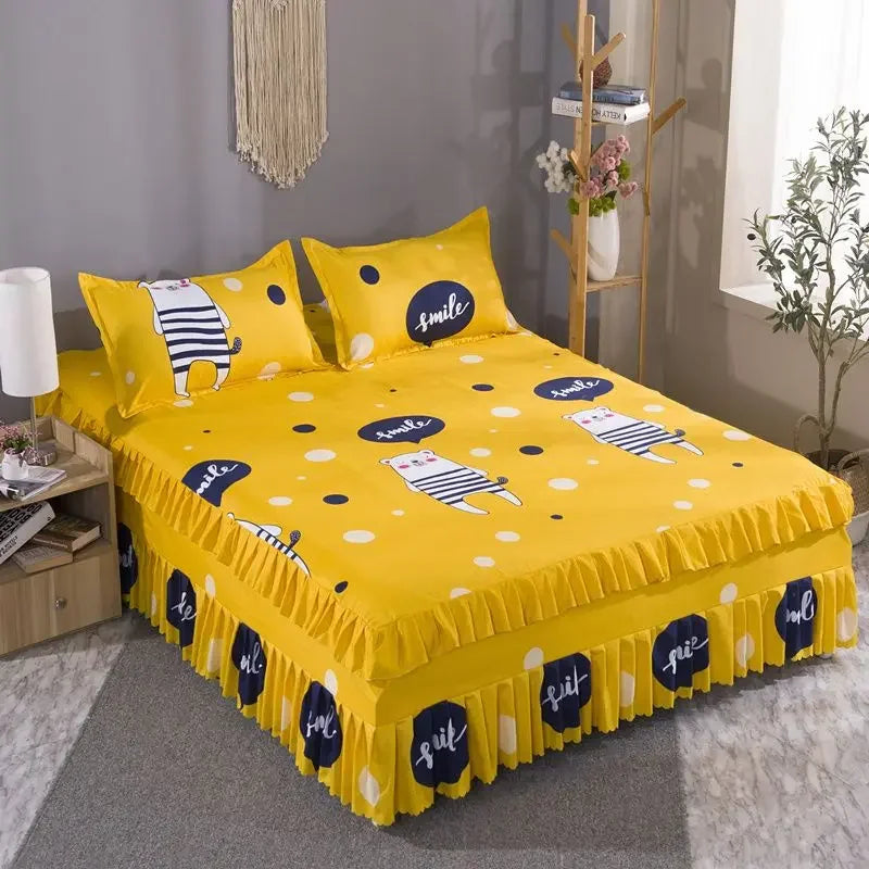 Bedroom Flat Sheets Bed Printed Fashion Modern Queen King Size Washed Cotton Comfortable Bedding Mattress Cover Bedspread New