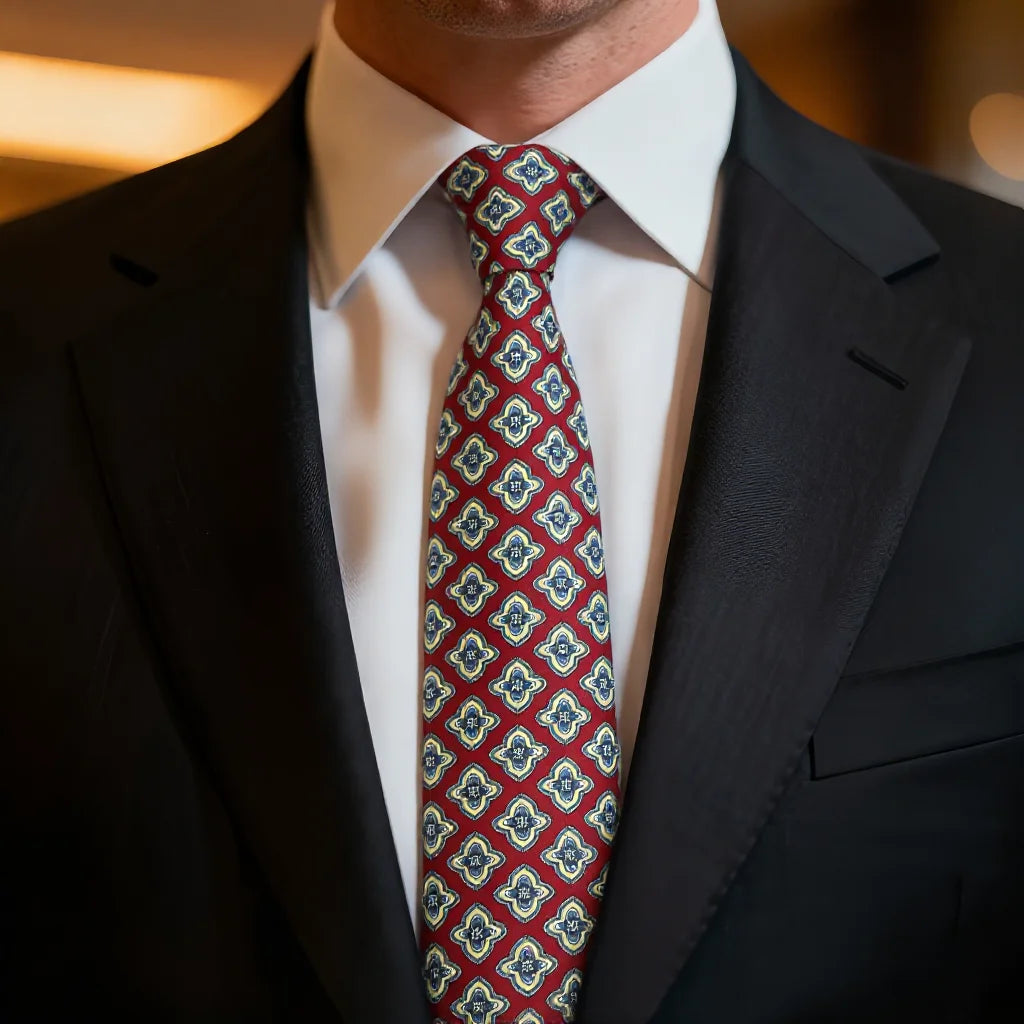 Luxury Men’s Silk Geometric Necktie for Business, Weddings & Formal Events