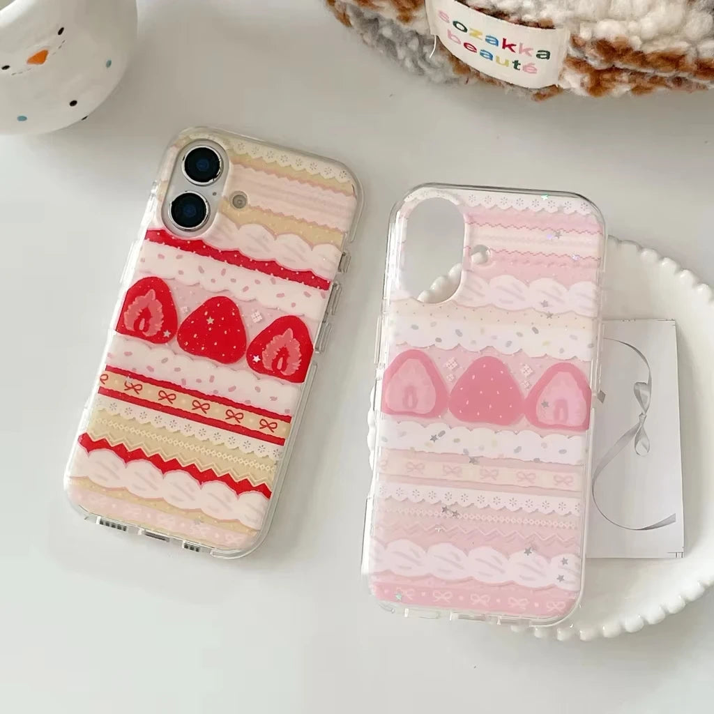 Cute Strawberry Bowknot iPhone Case.Kawaii Protective Phone Cover