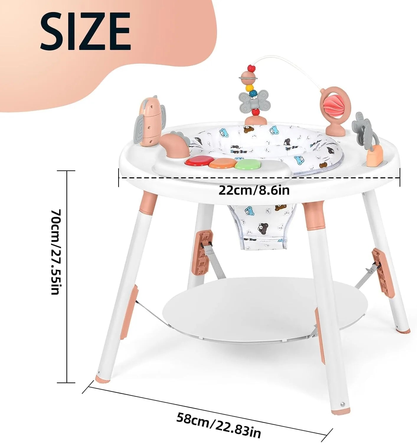 Interactive 3-in-1 Baby Activity Center, Jumper & Learning Table with 360° Rotating Seat