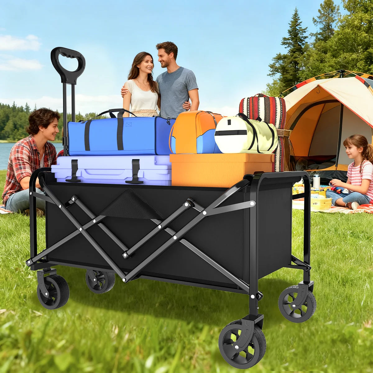 400 lb Heavy-Duty Collapsible Utility Wagon with All-Terrain Wheels