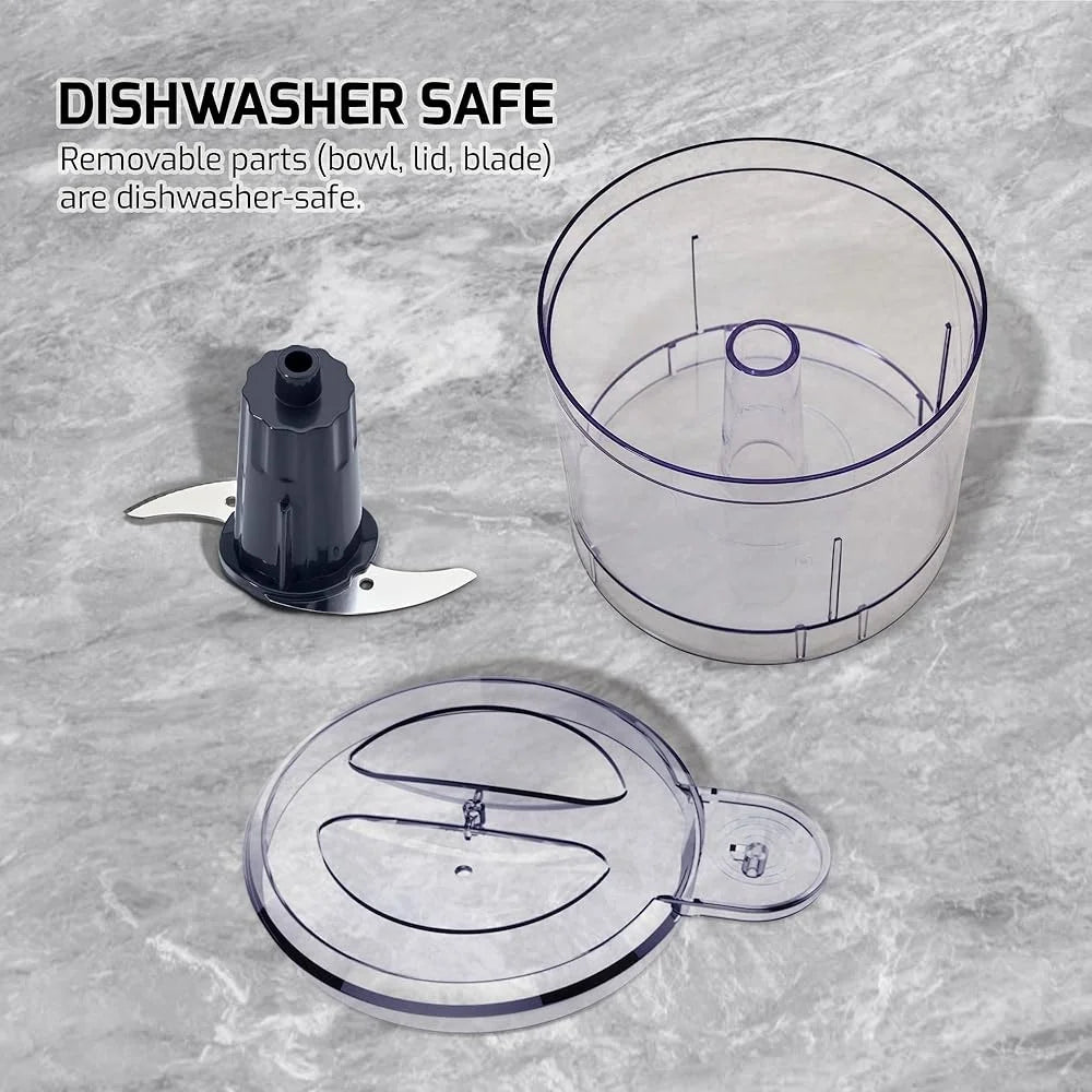 1.5 Cup Electric Food Chopper 100W One Touch Control Stainless Steel Blade Kitchen Processor Chopping Slicing Grinding Dicing