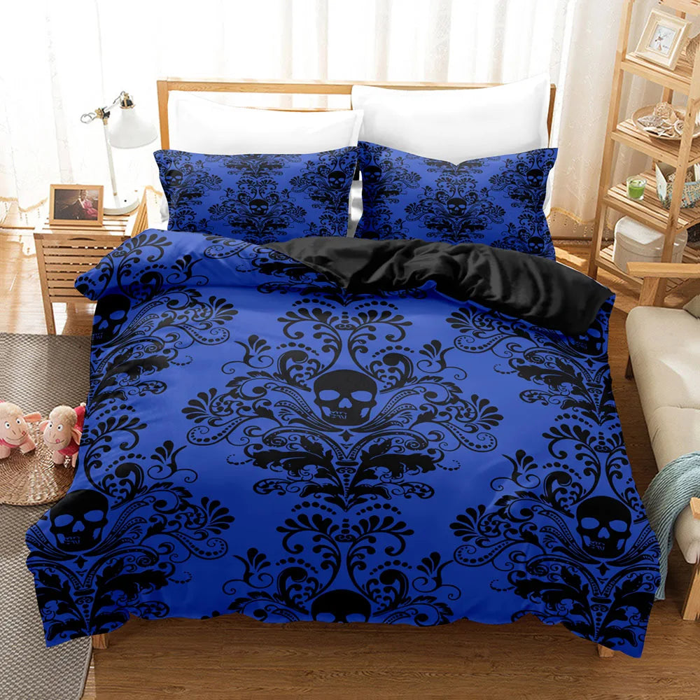 Gothic Style Skull Bedding Sets For Adults Bed Supplies Set Duvet Cover Set With Pillowcases No Filling Luxury Birthday Gifts