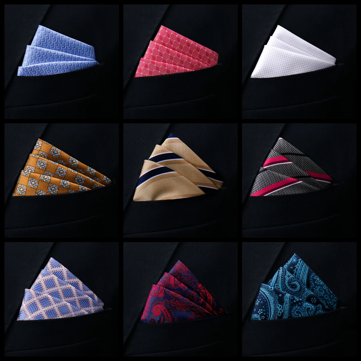 Luxury Men’s Pocket Square Handkerchief. Formal Suit Accessory