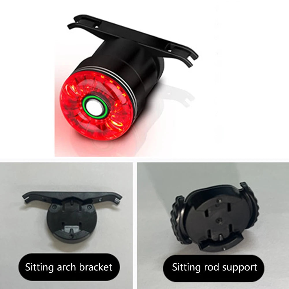 LED Bicycle Taillight 5 Modes Rechargeable Mountain Bike Safety Rear Lights Smart Brake Sensing Waterproof Cycling Accessories