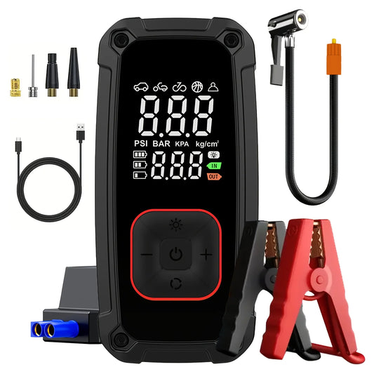 4000A Portable Car Jump Starter with Air Compressor.Battery Booster Pack, Digital Tire Inflator, LED Flashlight & Power Bank