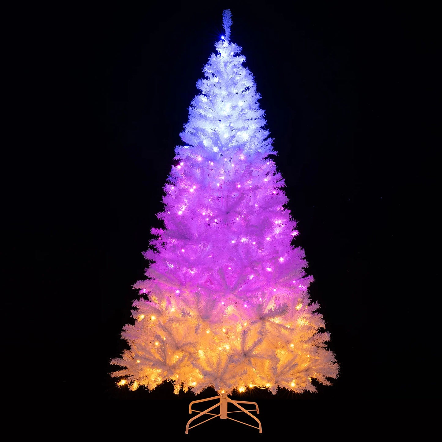 6FT–7.5FT Pre-Lit Artificial Christmas Tree  Color Changing LED Holiday Tree with Hinged Branches