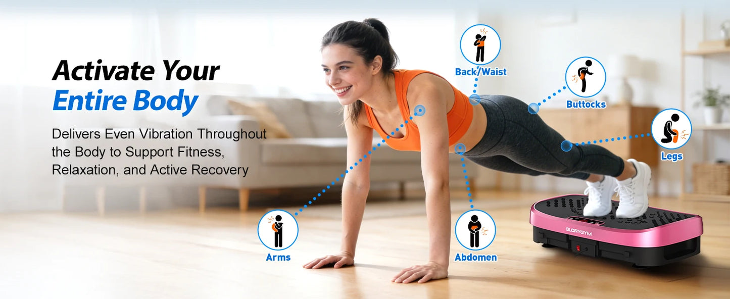 Magnetic Vibration Plate Exercise Machine. 120-Level Full Body Fitness Platform with Resistance Bands