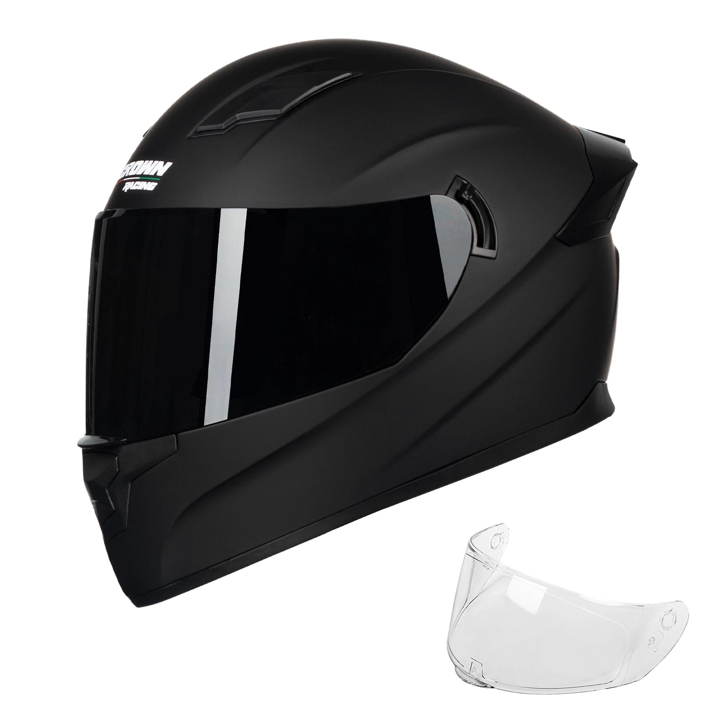 Crown Racing F-700 Full Face Motorcycle Helmet | Adult DOT-Style Street & Sport Bike Helmet with Tinted Visor