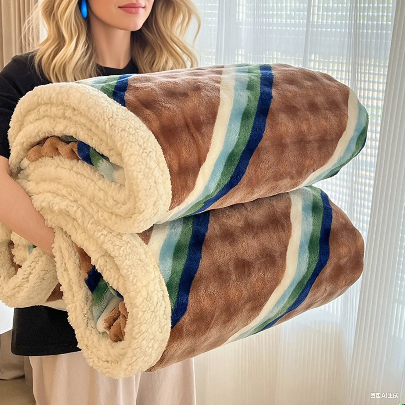 Luxury Soft Plaid Sherpa Fleece Blanket . Cozy Warm Throw for Sofa, Bed & Dorm Room