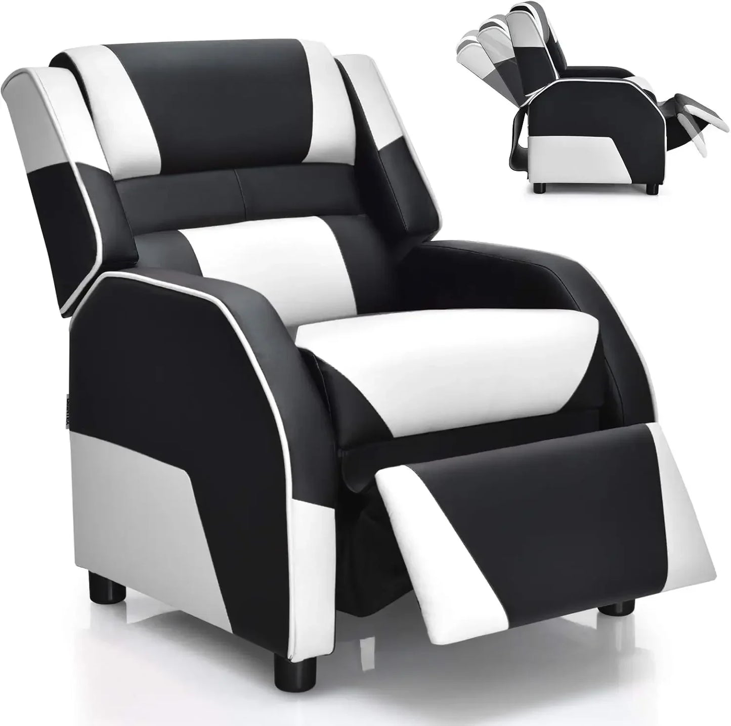 Kids Recliner, Gaming Recliner Chair with Footrest, Headrest & Lumbar Support, Ergonomic Leather Lounge Chair Toddler Furniture