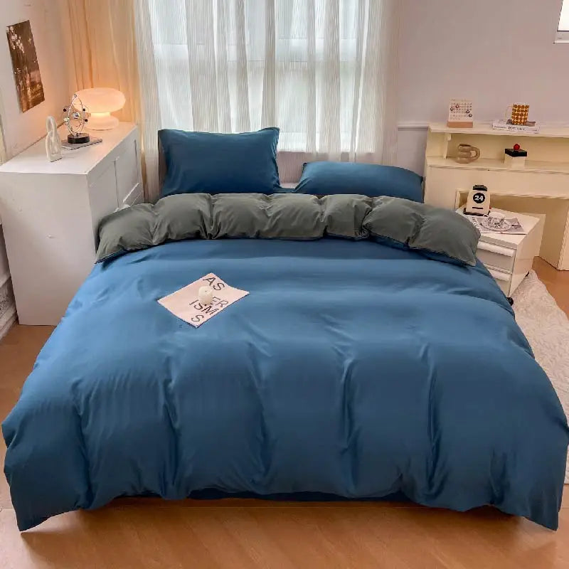 4-Piece Soft Brushed Duvet Cover Set . Solid Color Bedding