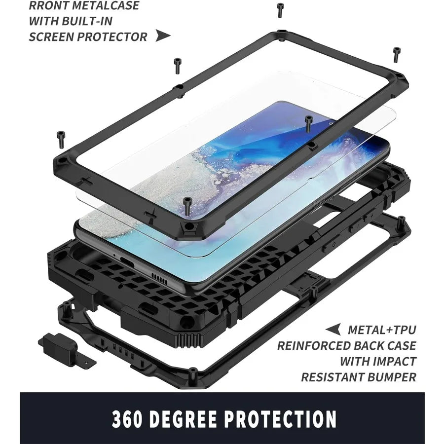 Rugged Shockproof Case for Samsung S25 Edge S24 Plus S23 Plus S25 Ultra Aluminum Metal Protective Cover