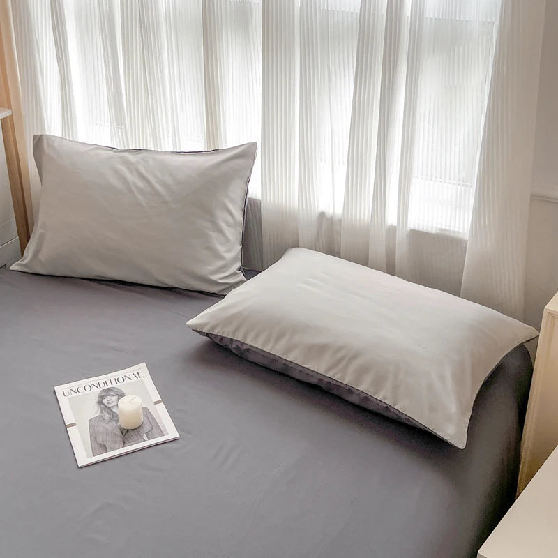 4-Piece Soft Brushed Duvet Cover Set . Solid Color Bedding