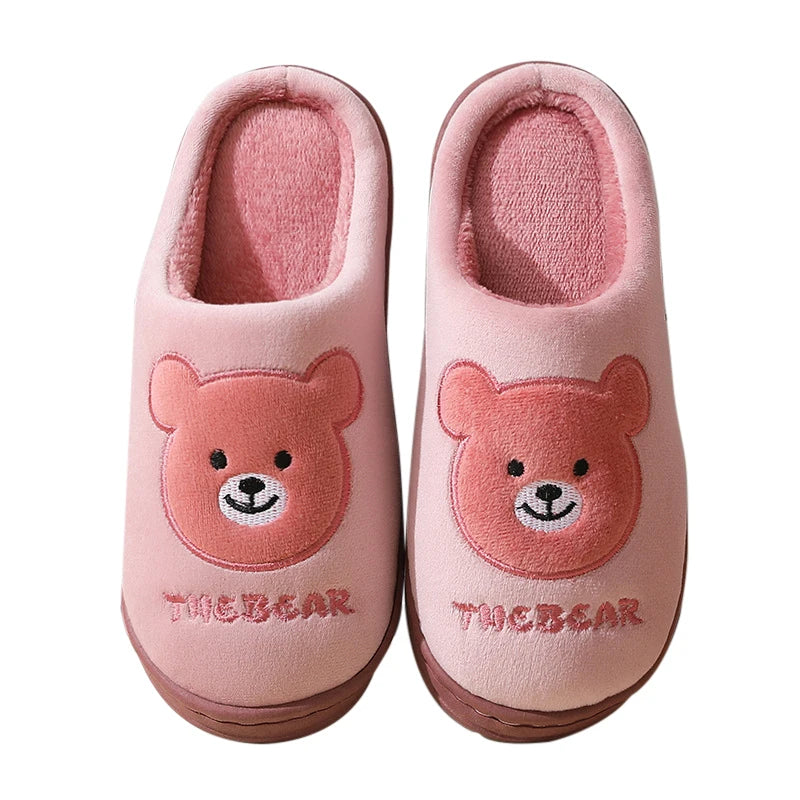 Gacimy Warm Cotton Slippers For Women Winter Indoor Soft Flats Shoes Couple Casual Anti-Slip Home Slides Fashion Furry Slippers