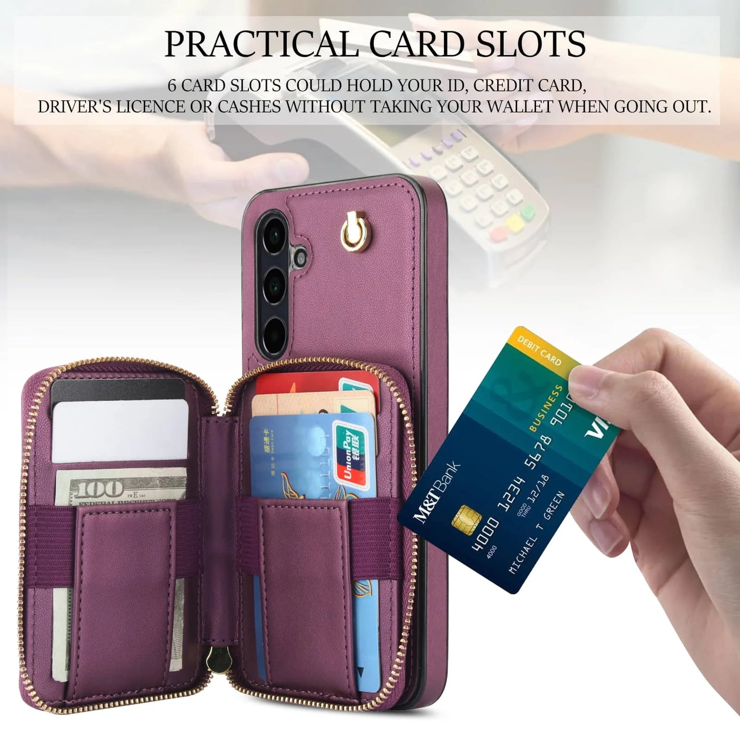 Luxury Crossbody Wallet Phone Case for Samsung Galaxy &nbsp;Card Holder, Strap, Shockproof Protection