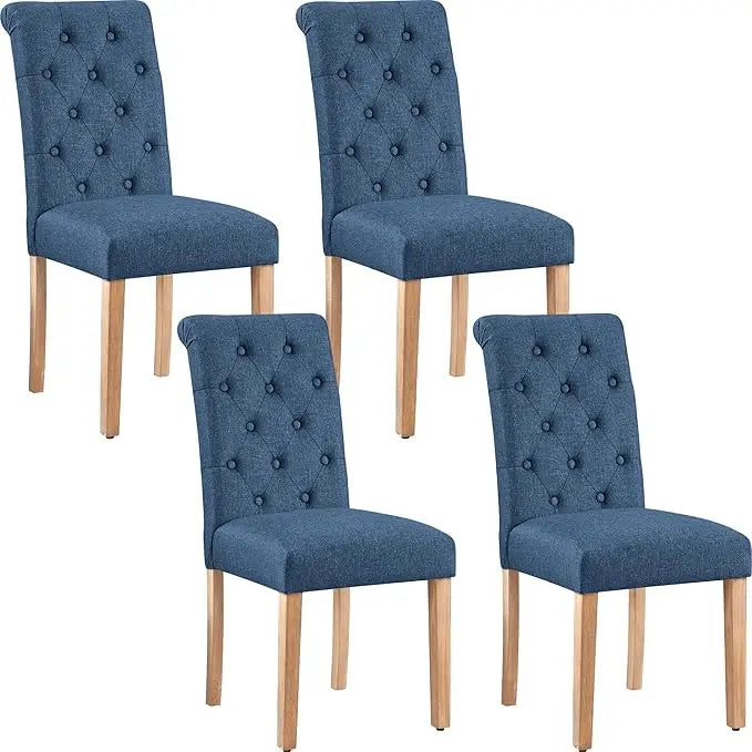 Tufted Dining Chairs Set of 4 Parsons Kitchen Chairs Stylish Dining Room Chair Upholstered Fabric Chairs with Solid Wood Legs