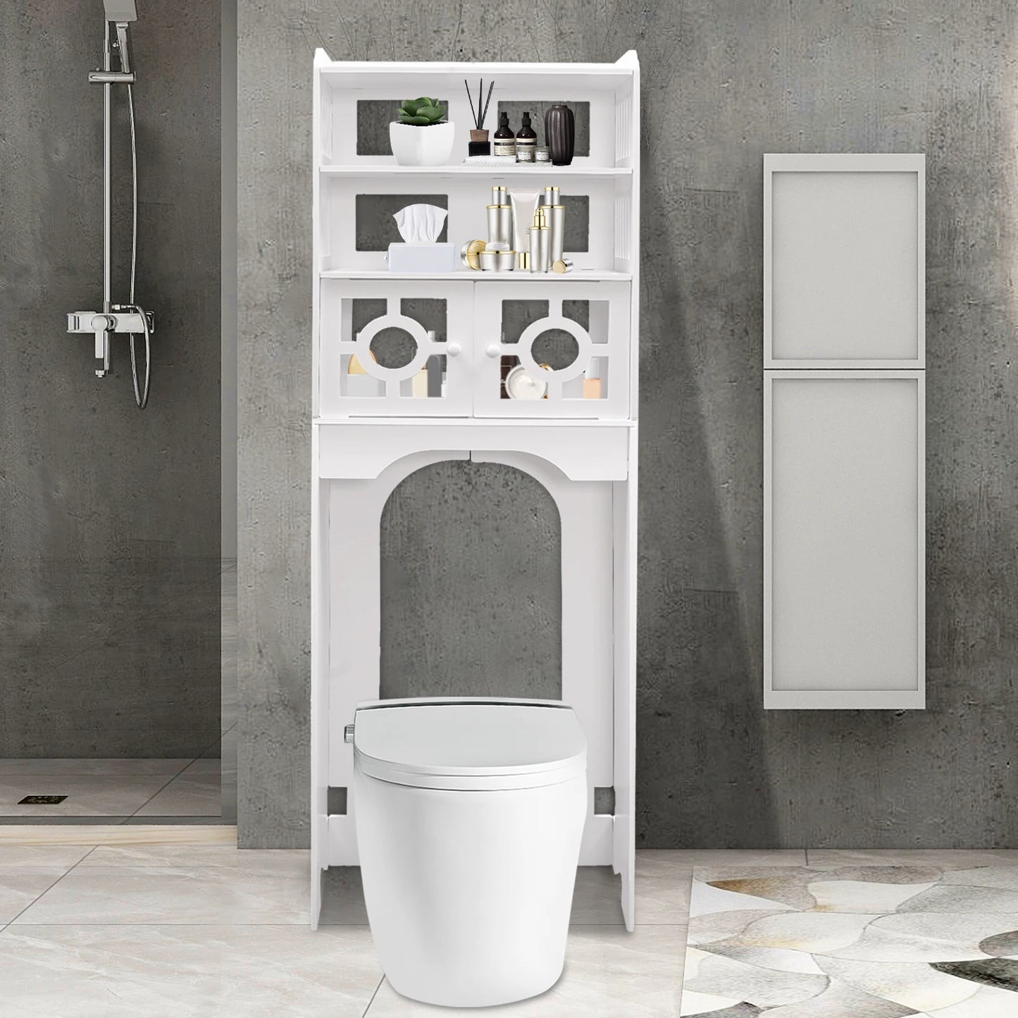 4-Tier Toilet Cabinet Space-Saving Bathroom Organizer Storage Organizer for Bathroom Essentials Toilet Bathroom Furniture