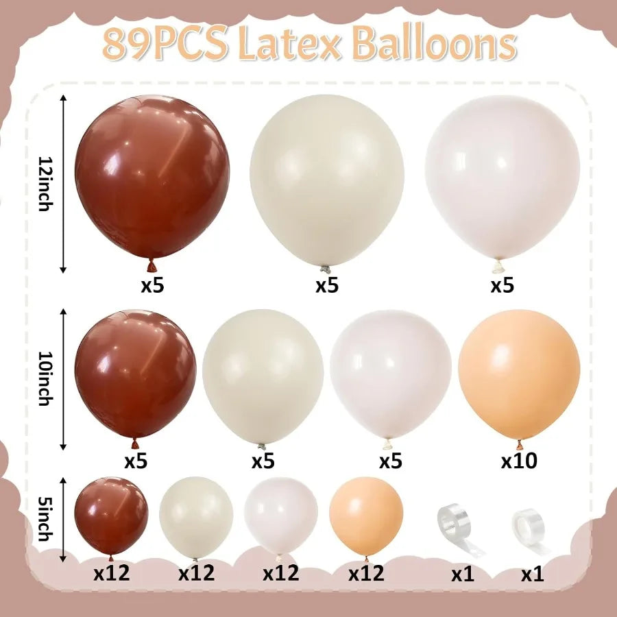 Brown Balloons Garland Arch Kit for Thanksgiving Fall Autumn Decorations Retro Brown Nude Balloons with Tan Ivory and Burnt Ora