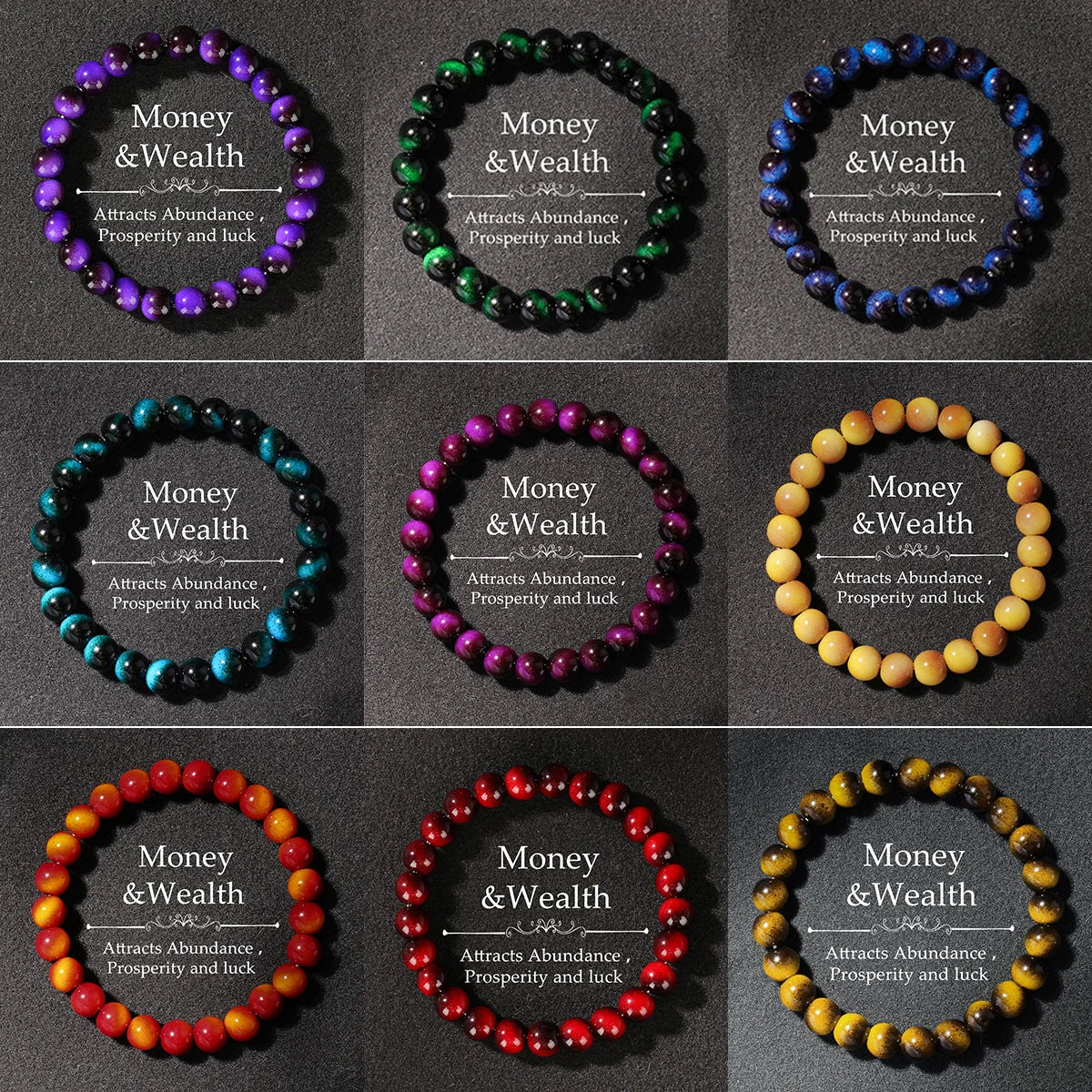 Multicolor Tiger’s Eye Style Beaded Bracelet