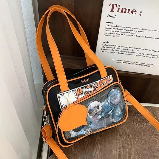 Y2K Japanese Harajuku Ita Bag for Women Cute Shoulder Bag Girls Transparent Itabag Crossbody Bag JK Shoulder Bags Handbags