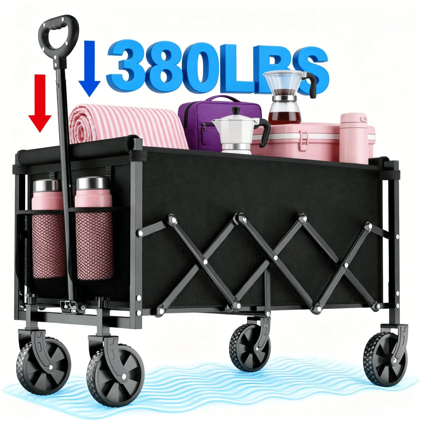 400 lb Heavy-Duty Collapsible Utility Wagon with All-Terrain Wheels