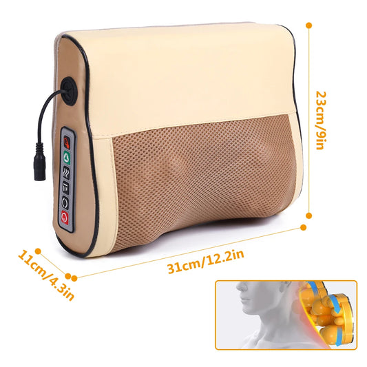 Electric Neck Massager Pillow Deep Tissue Kneading Massage Pillow Multi-Function Shoulder Massage Device for Home Office Car