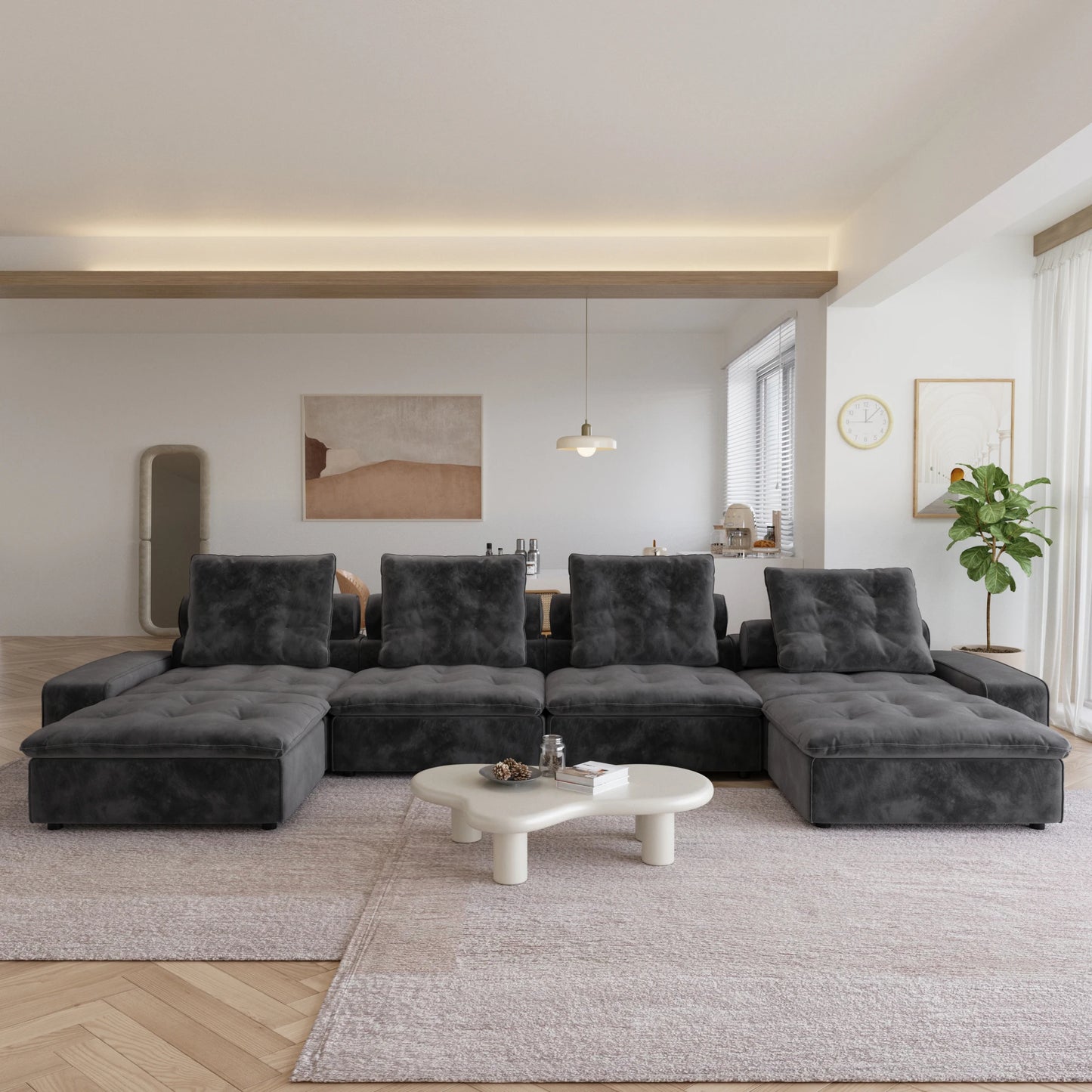 Modular Cloud Sectional Couch Oversized Down Filled Sofa Couches with Chaise Ottoman Adjustable Backrest Couch For Living Room