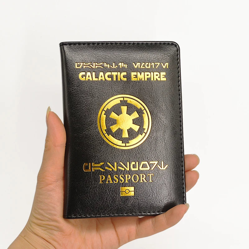 New Logo Galactic Empire Passport Cover Black Pu Leather Covers for Passports Travel Wallet Document Organizer Passport Holder