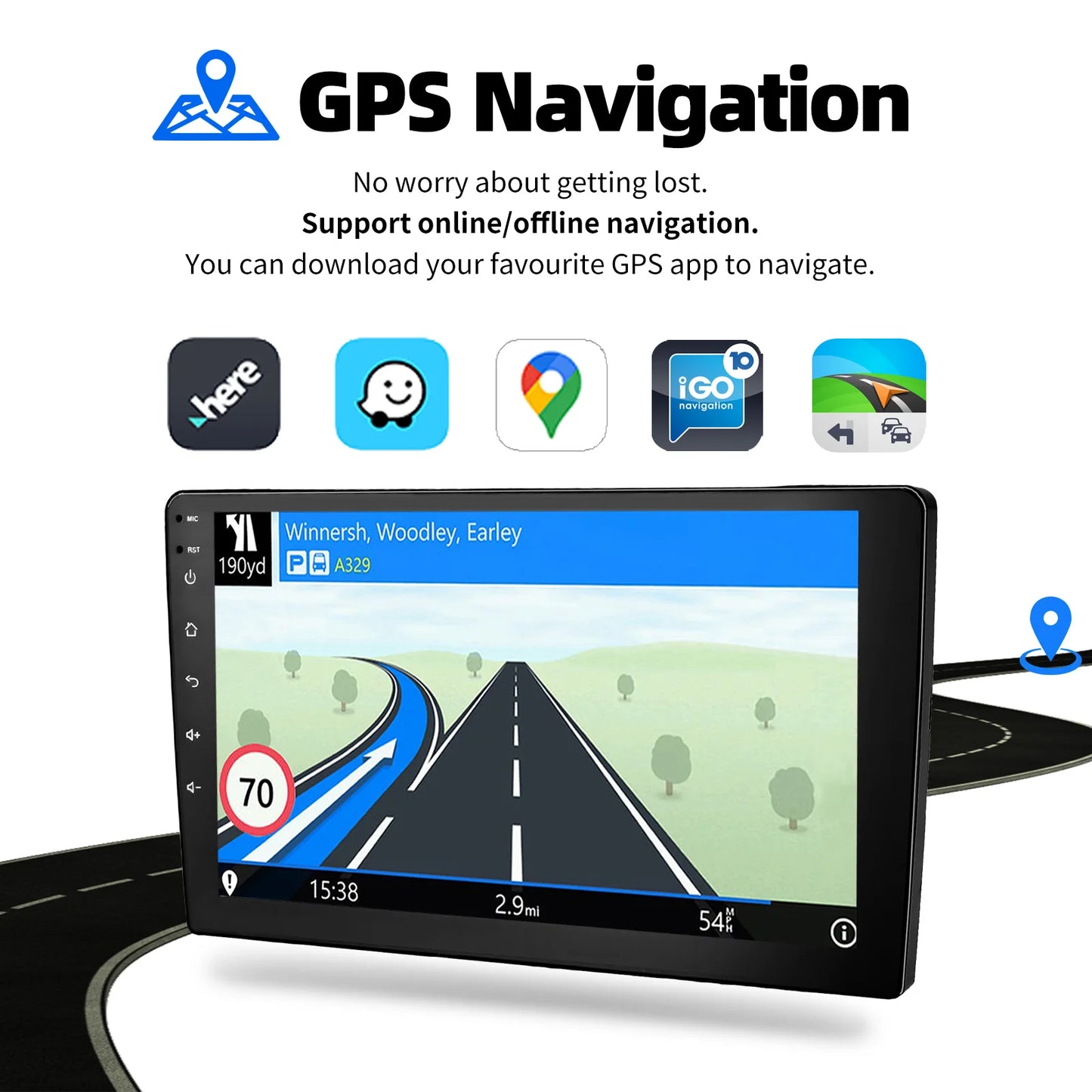 ESSGOO Android 14 Car Stereo  2 DIN Touchscreen with Wireless CarPlay, Android Auto, GPS Navigation & Bluetooth