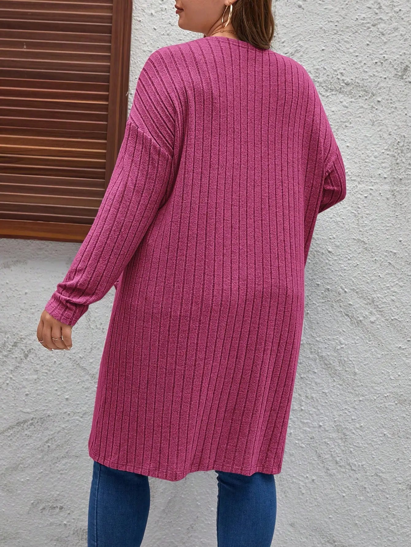Plus Size Womens Casual Long Sleeve Cardigan With Pockets