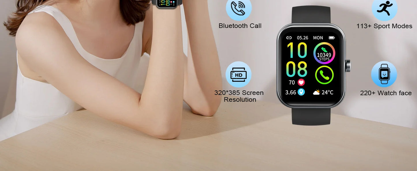 Multi-Function Smart Watch with Fitness Tracking & Bluetooth Connectivity