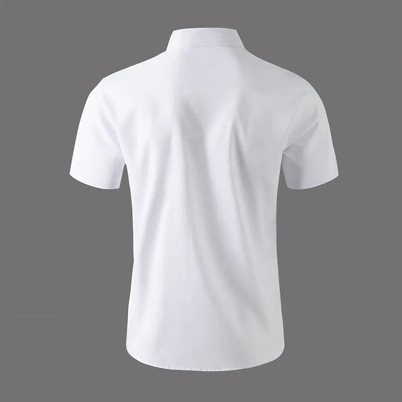 Men’s Business Casual Short Sleeve Shirt .Solid Color Summer Button Down