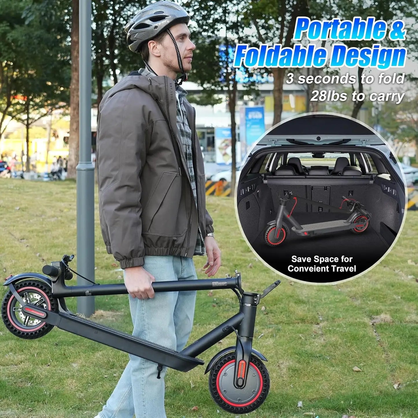 350W Folding Electric Scooter for Adults. Portable Commuter E-Scooter with 36V Battery & 8.5” Solid Tire