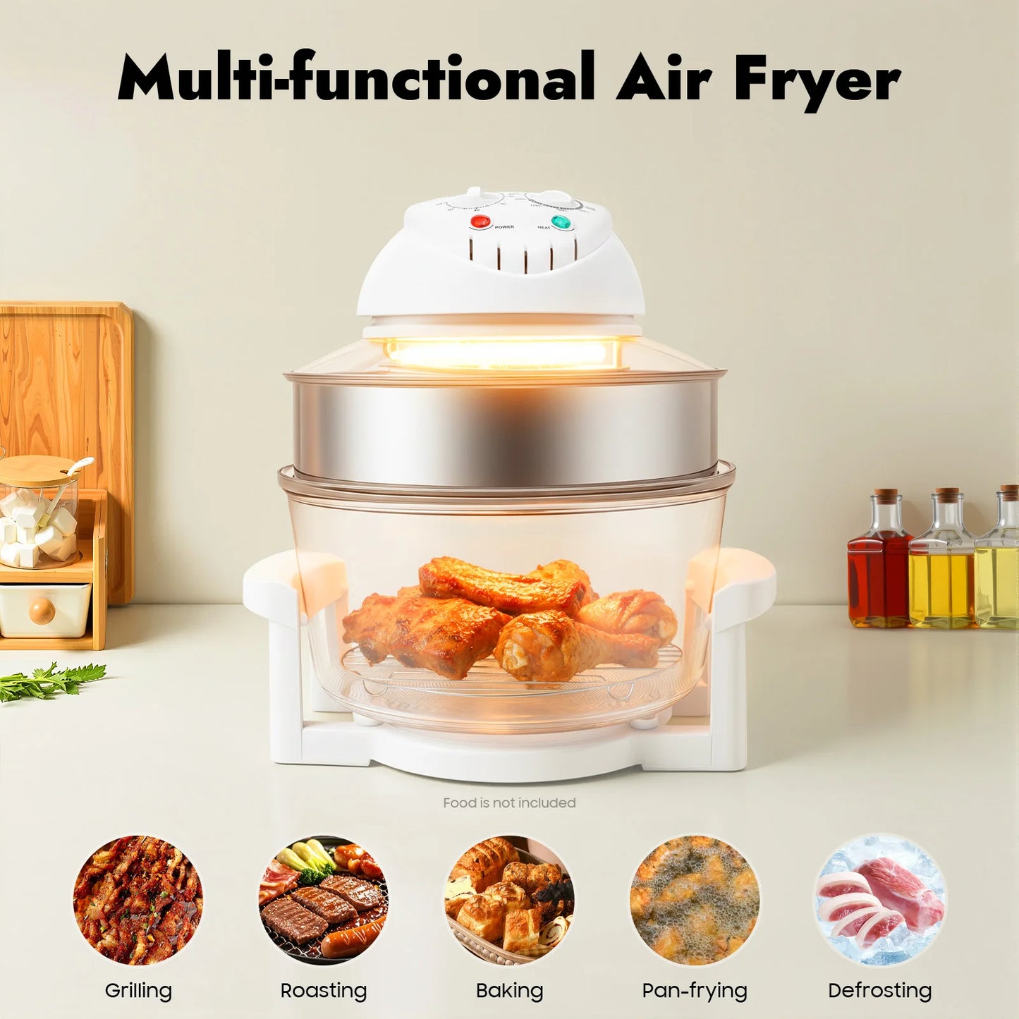 17.96QT Large Capacity Digital Air Fryer Oven 1200W–1400W with 360° Hot Air Circulation