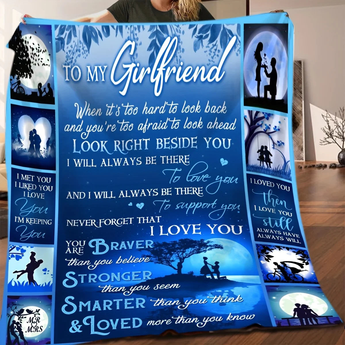 Romantic Gift Flannel Throw Blanket for Girlfriend . Soft Cozy Love Blanket