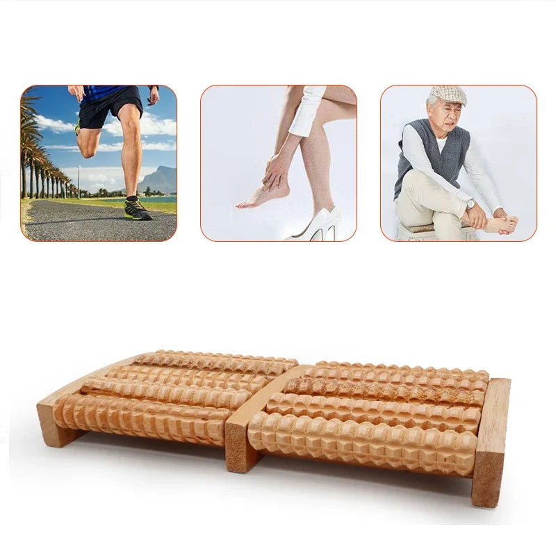 Wooden Foot Massage Roller Relieves Plantar Fasciitis Pain