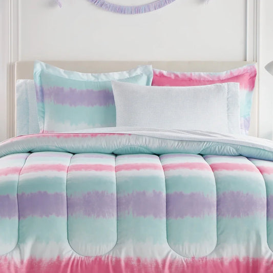 Tie Dye Stripe Twin 5 Piece Microfiber Comforter Set