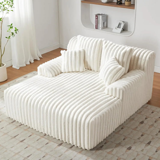 53.5”W Oversized Chaise Lounge Chair Indoor, Boneless Couch Chair with 4 Pillows, Comfy Reading Chairs with Wide Arms,