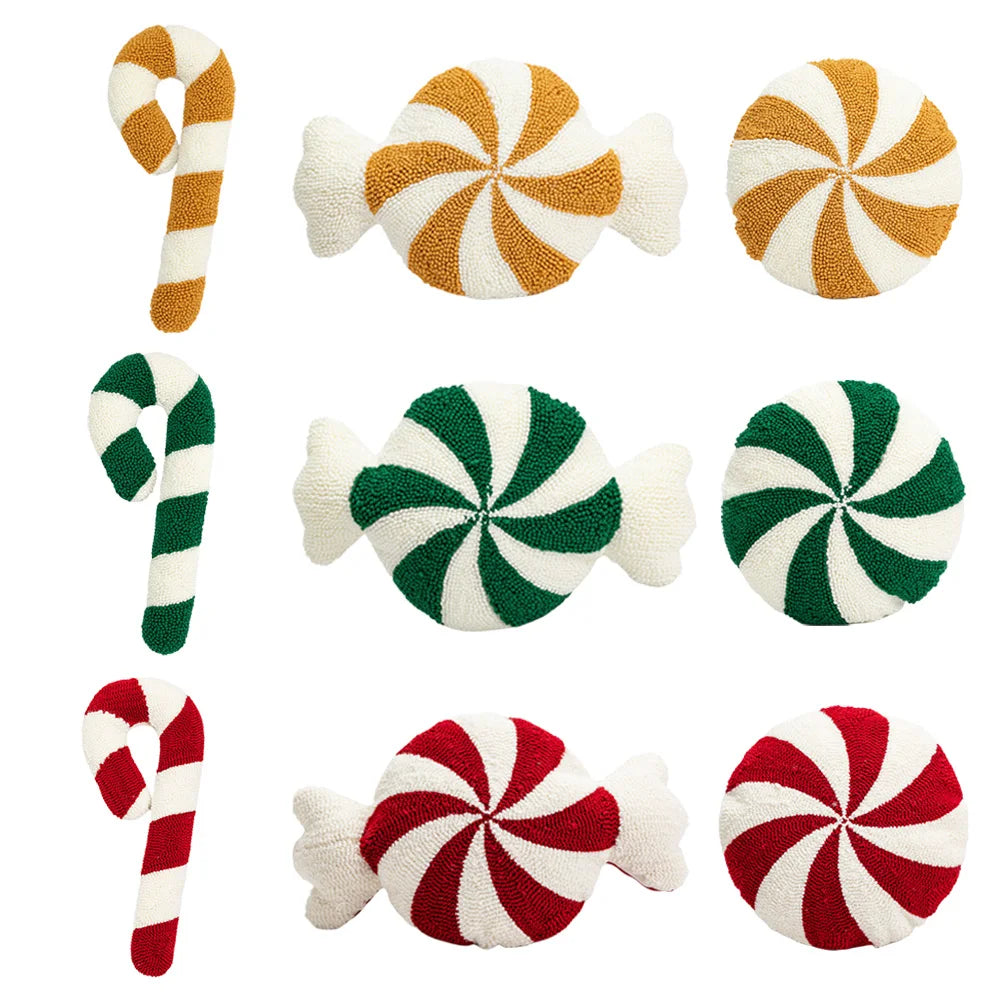 Christmas Cute Plush Pillow Soft Decorative Festive Pillow Spiral Candy Shaped Pillow for Couch Sofa Bed