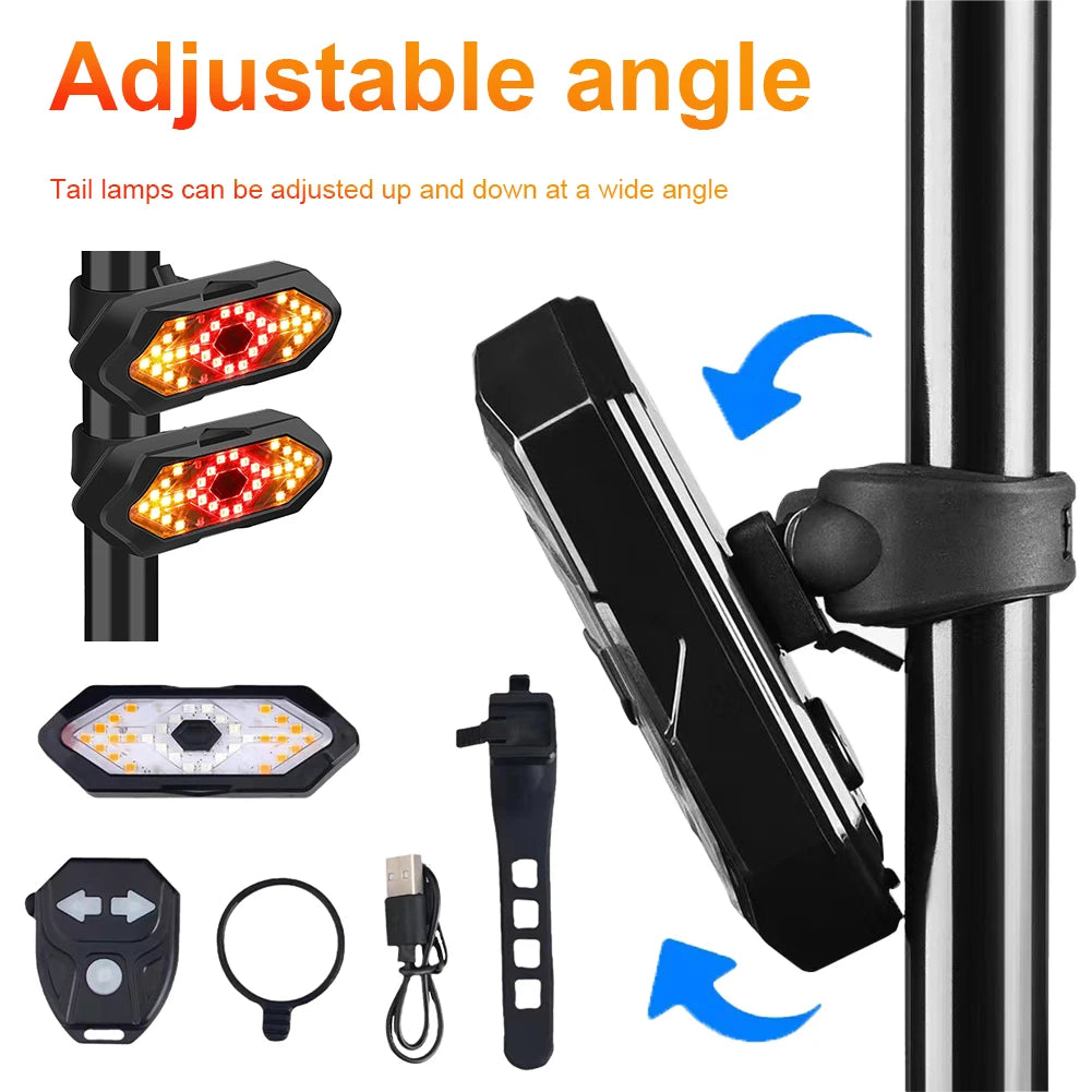 Remote Bicycle Rear Light IPX4 Waterproof Bike Turn Signal Lights 900mAh LED Bicycle Lamp Bike Wireless Remote Control Taillight