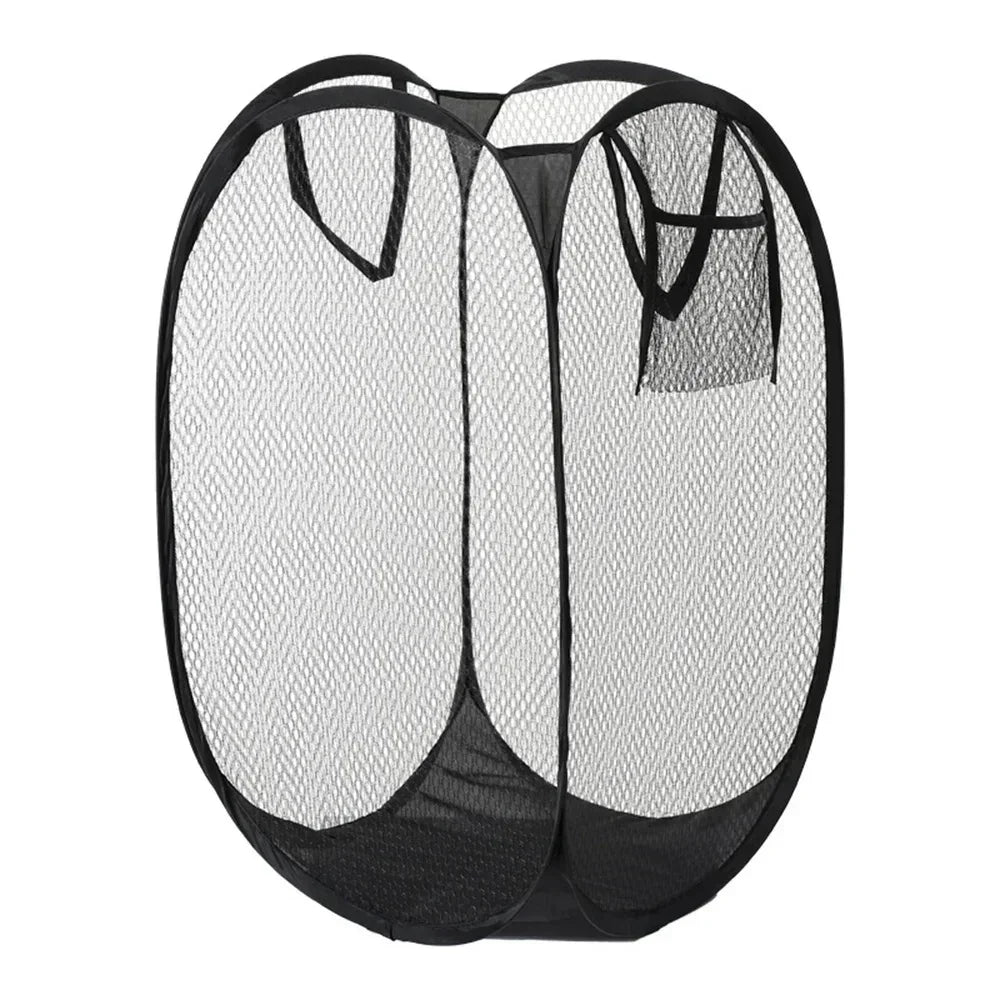 Collapsible Mesh Laundry Hamper with Carry Handles . Foldable Clothes Storage Basket