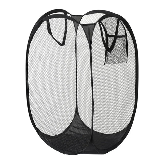Collapsible Mesh Laundry Hamper with Carry Handles . Foldable Clothes Storage Basket