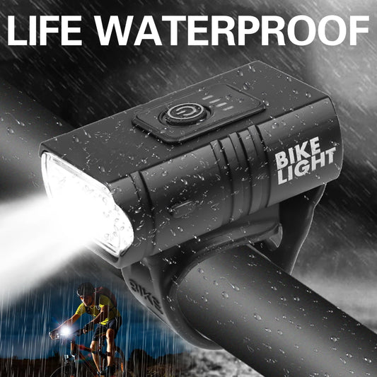 LED Bicycle Front Light 10W 6 Modes USB Rechargeable Mountain Road Bike Front Lamp Waterproof Cycling Equipment
