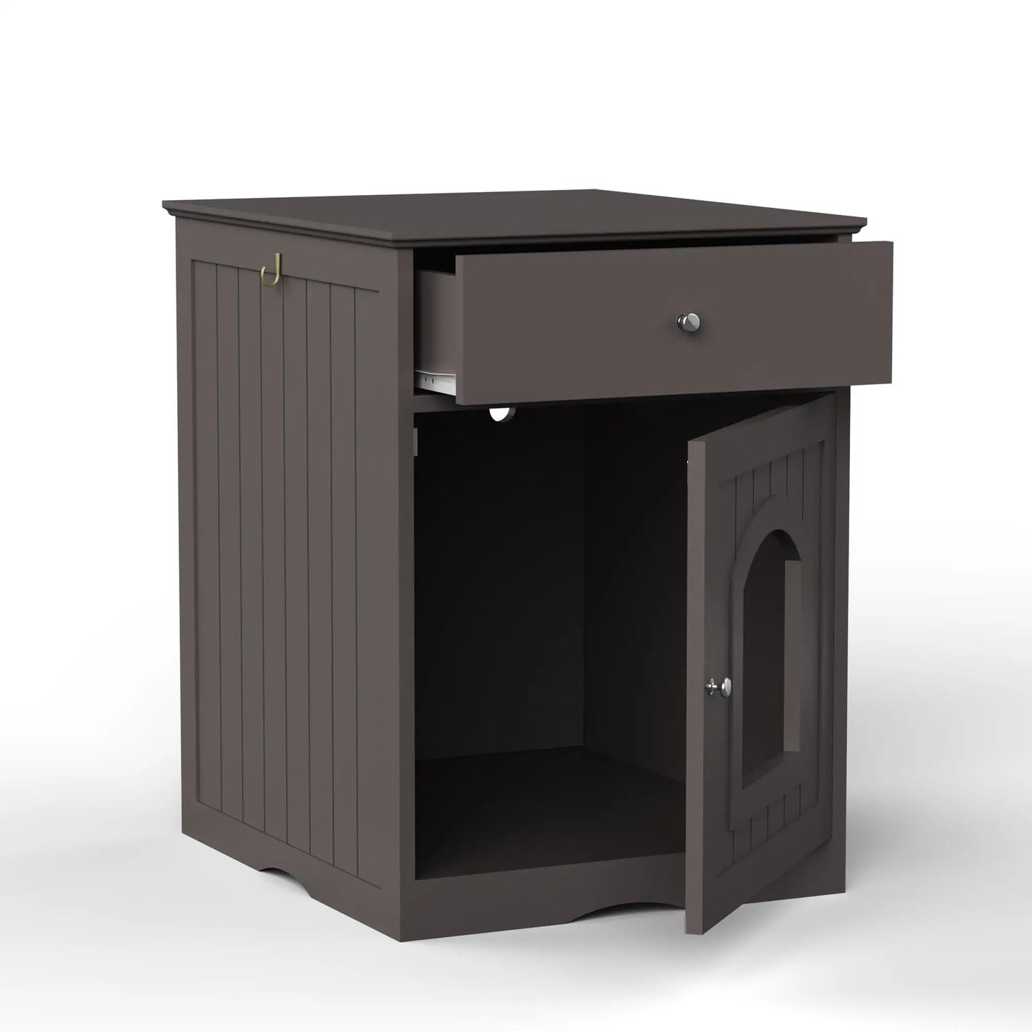 Wooden Cat Litter Box Enclosure with Drawer - Indoor Pet House & Side Table Nightstand (Brown) for Cats