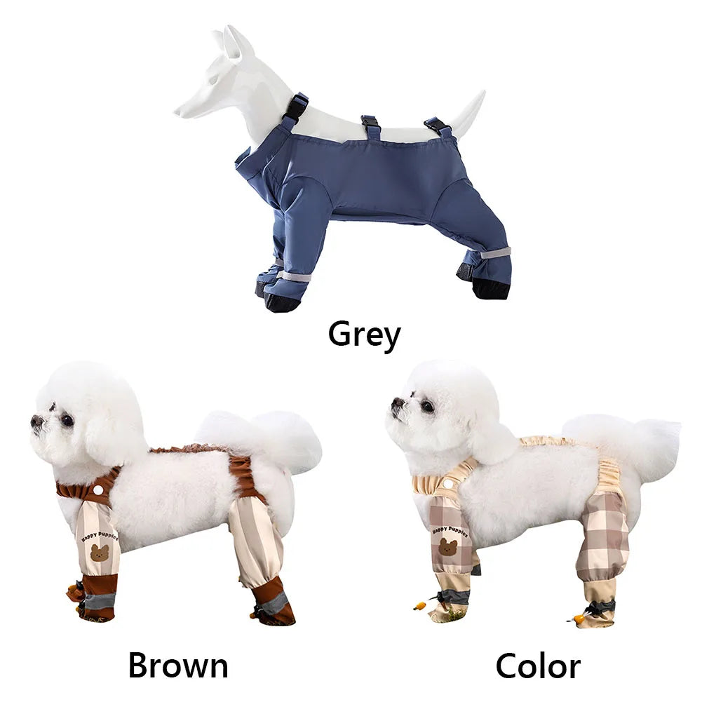 Dirty-Proof Dog Suspender Boots with Suspender Anti-Slip Adjustable Straps Pets Dustproof Pants for Small Medium Dogs